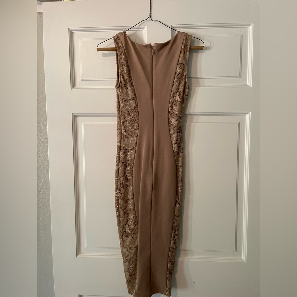 Bebe tan bodycon midi dress